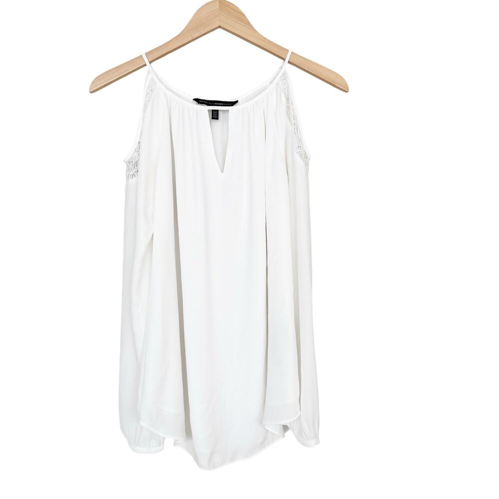 White House Black Market White Cold Shoulder Blouse Sz XS